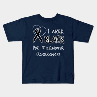 I Wear Black for Melanoma Awareness Ribbon Graphic product Kids T-Shirt